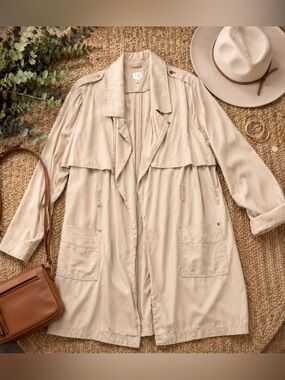 A New Day Women’s Beige Lightweight Trench Coat XXL Utility Jacket